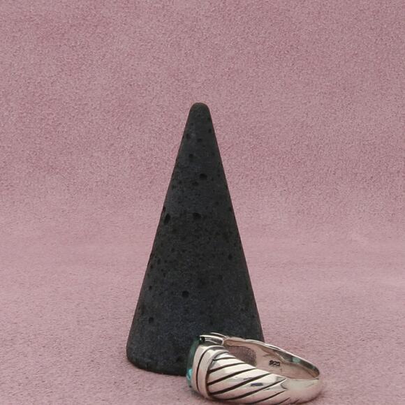 sterling silver round-cut teal cz ring size 7 - Picture 3 of 3